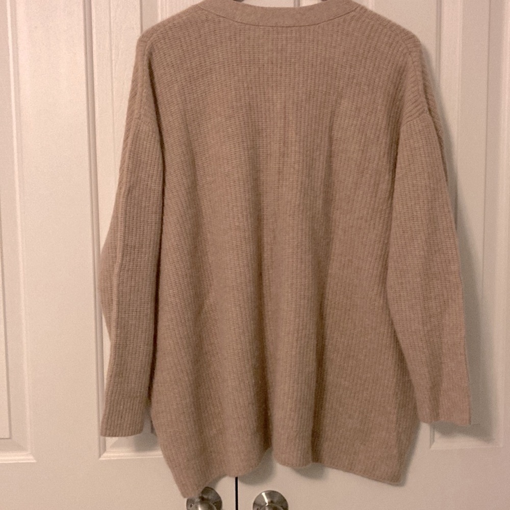 Quince Cashmere Oversized Cropped Cardigan Oatmeal Size XL - Picture 5 of 10
